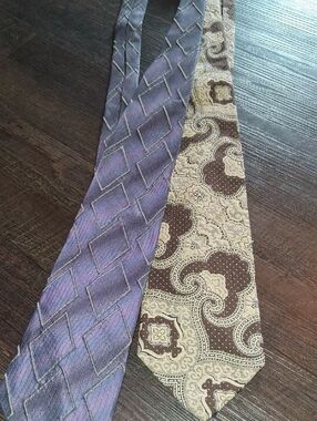 Purple Geometric and Brown Paisley Men's Tie Set